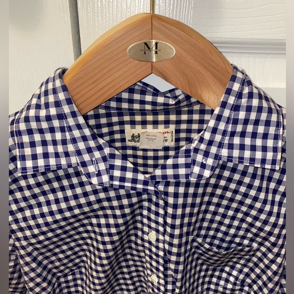 J. Crew Navy & White Gingham Button Down - Picture 3 of 4